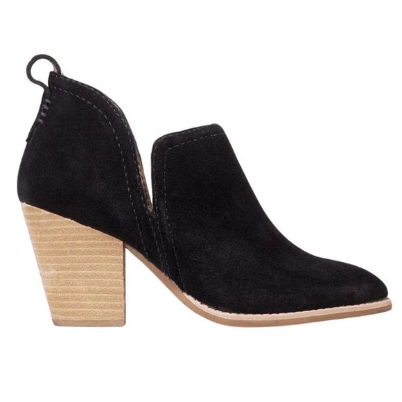 Jeffrey Campbell Black Suede Rosalee Booties Size 9.5 V Cut Stacked Heel Western - Picture 1 of 10